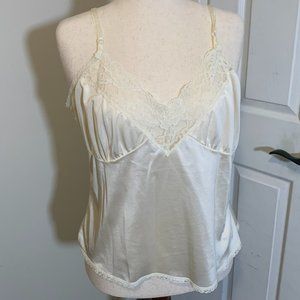 Pale Beige Camisole - Lace Trim- Nylon Blouse Slip